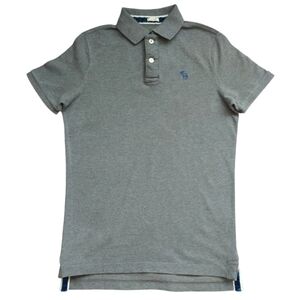 Abercrombie & Fitch Men's Muscle Pique Cotton Polo Shirt Gray Size M